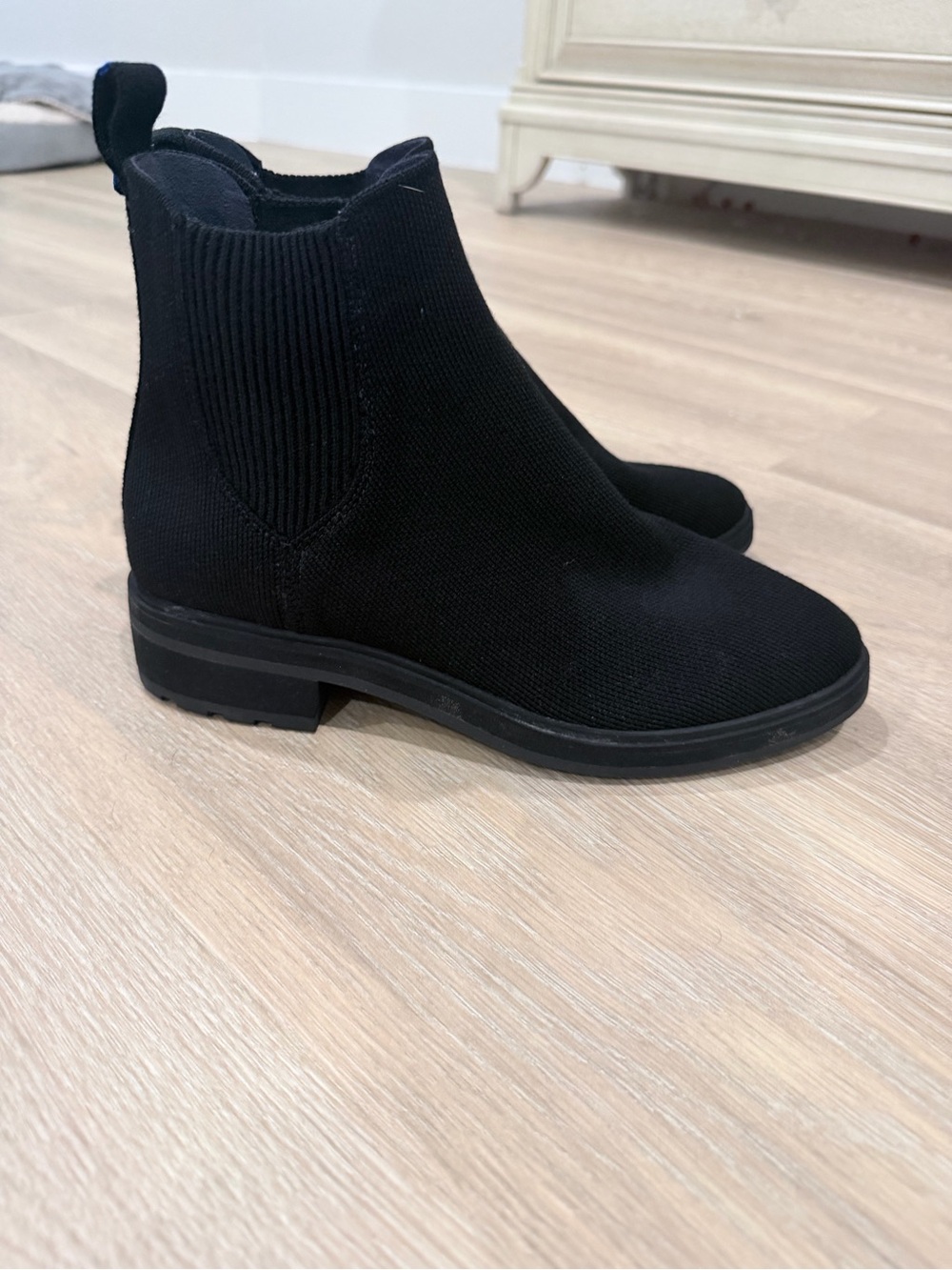 Rothy's Black Knit Chelsea Ankle Lug Boot
